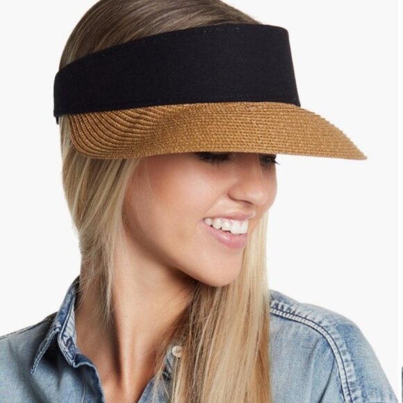 Nordstrom Accessories - Black and straw women's sun visor